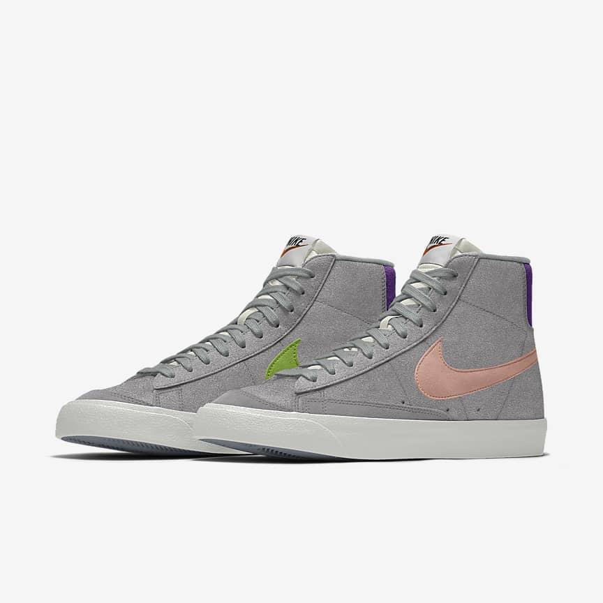 Giày Nike Blazer Mid '77 By You Nam Xám Xanh Hồng